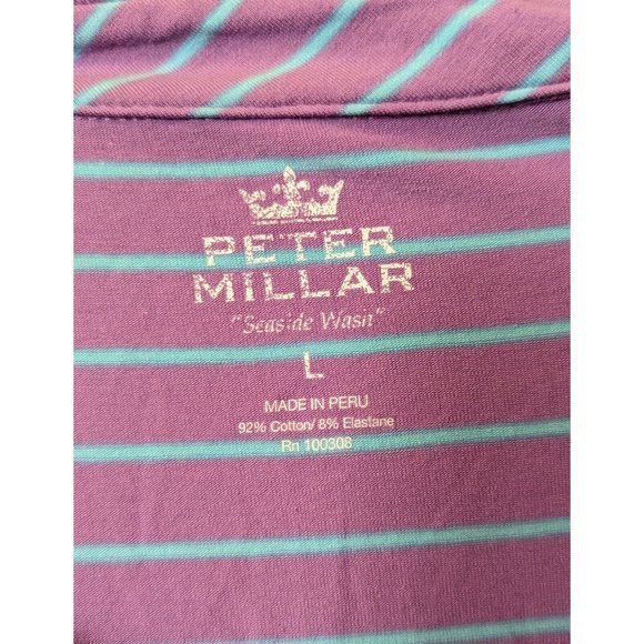 PETER MILLAR Size Large SEASIDE WASH Polo Shirt Purple / Blue Mens Cotton Blend - Picture 3 of 4